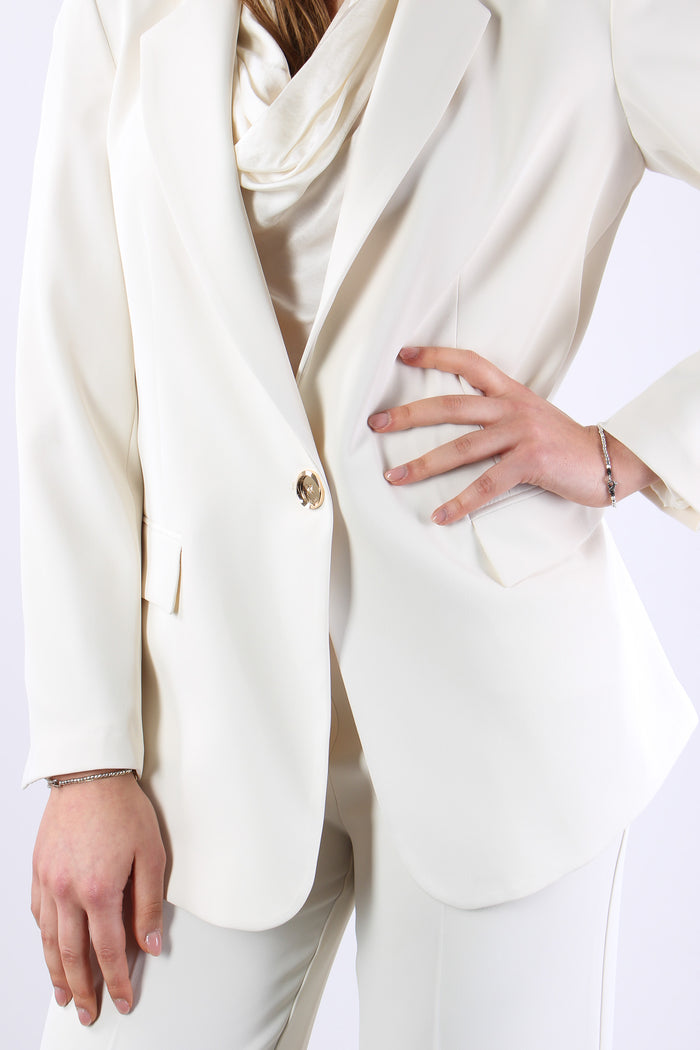 Lasty Giacca Fluida Monopetto Ivory-7