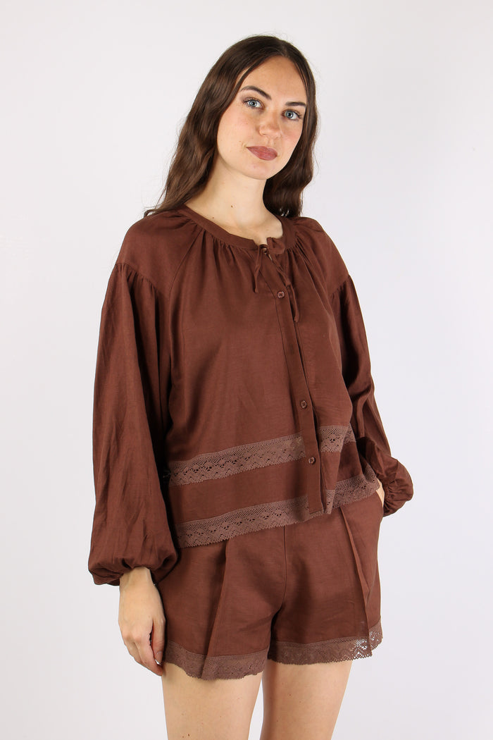 Camicia Kaftano Viscosa Lino Caffe-7