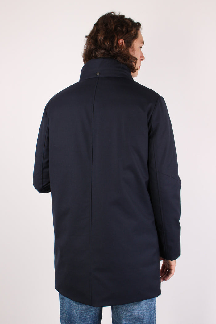 Cappotto Lana Interno Piuma Blu-3