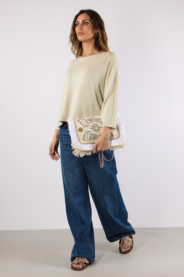 Maglia Scavo Barca Lurex Naturale-5