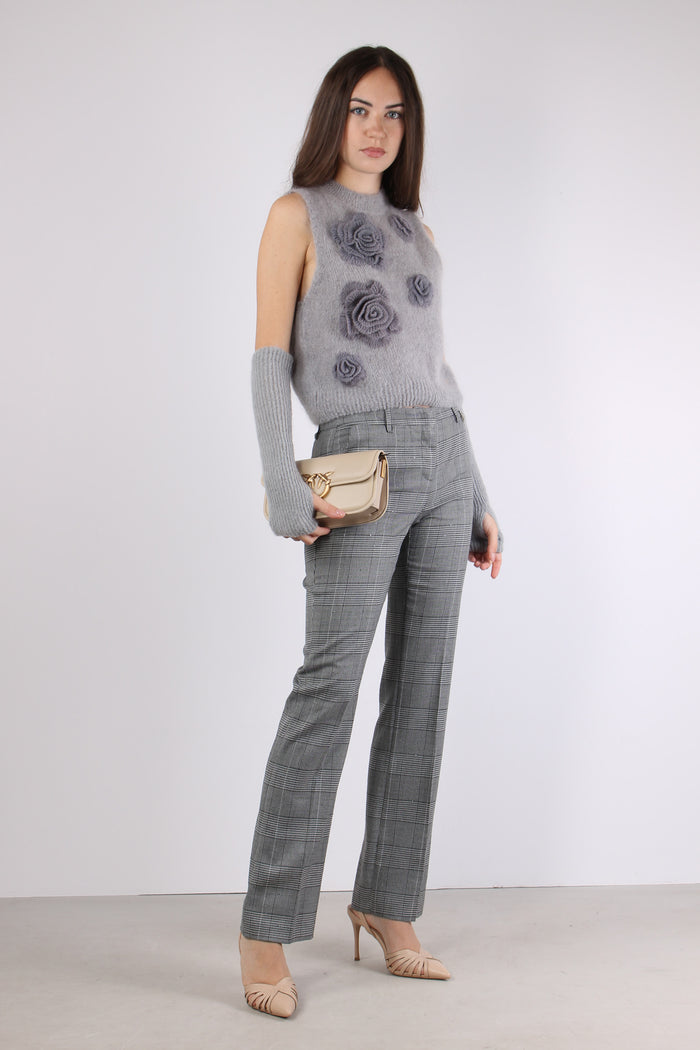 Gilet Maglia Applicazione Rose Ash-5