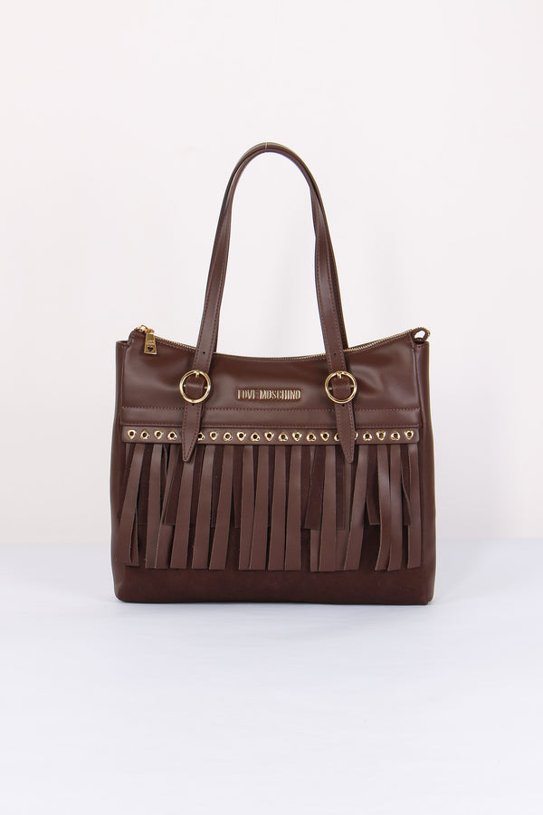 Shopping Vera Pelle Frange Cioccolato