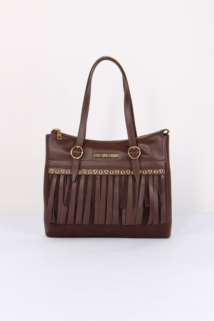 Shopping Vera Pelle Frange Cioccolato