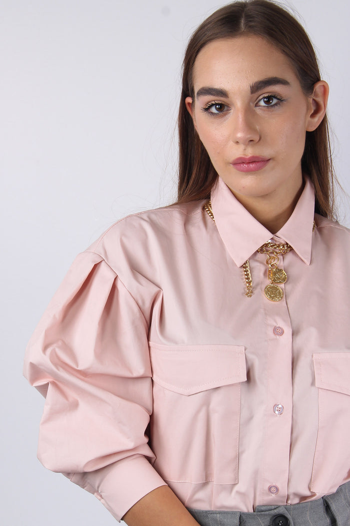 Camicia Over 2 Tasche Rosa-2