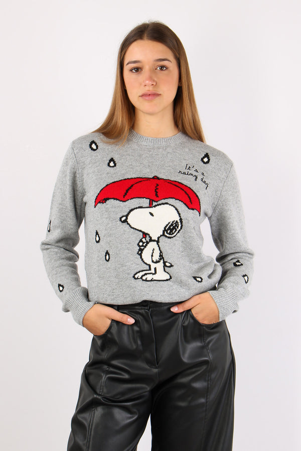 Girocollo Snoopy Loves Rain Grigio-2