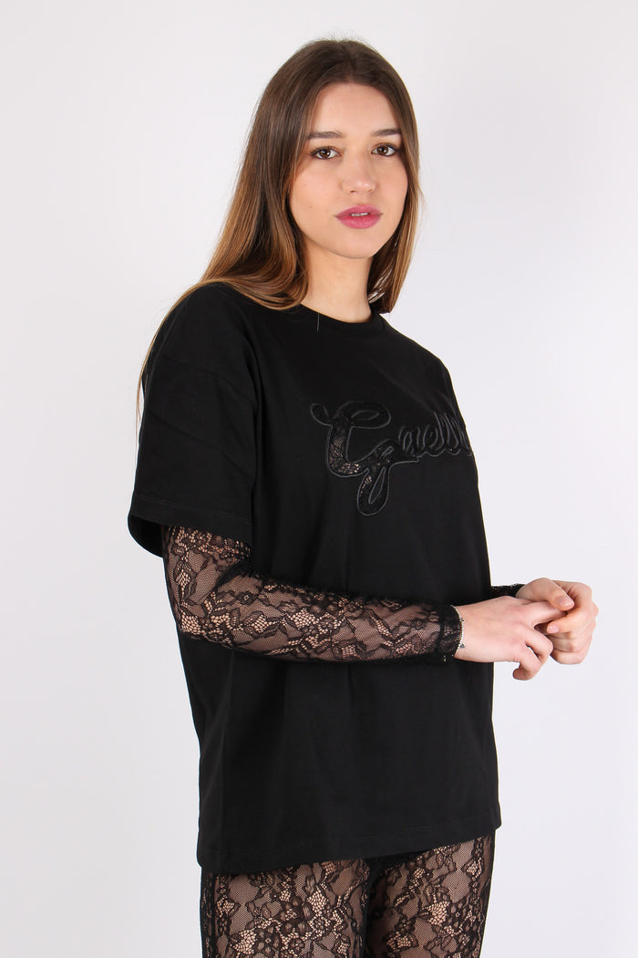 T-shirt Logo Pizzo Nero-4
