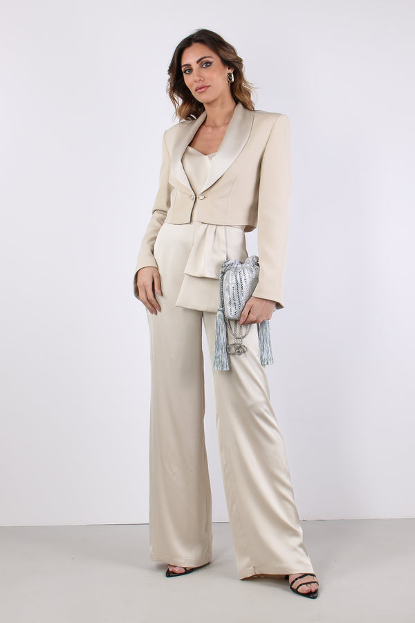 Giacca Corta Raso Light Sand