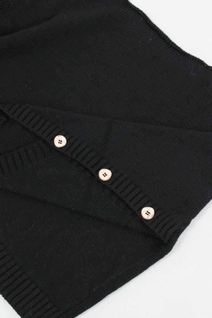Maglia Bottoni Manica Nero-6