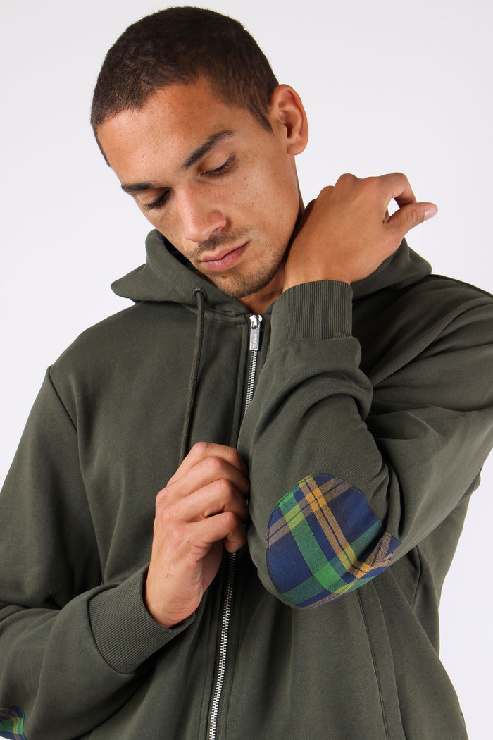 Felpa Zip Toppe Contrasto Militare-4