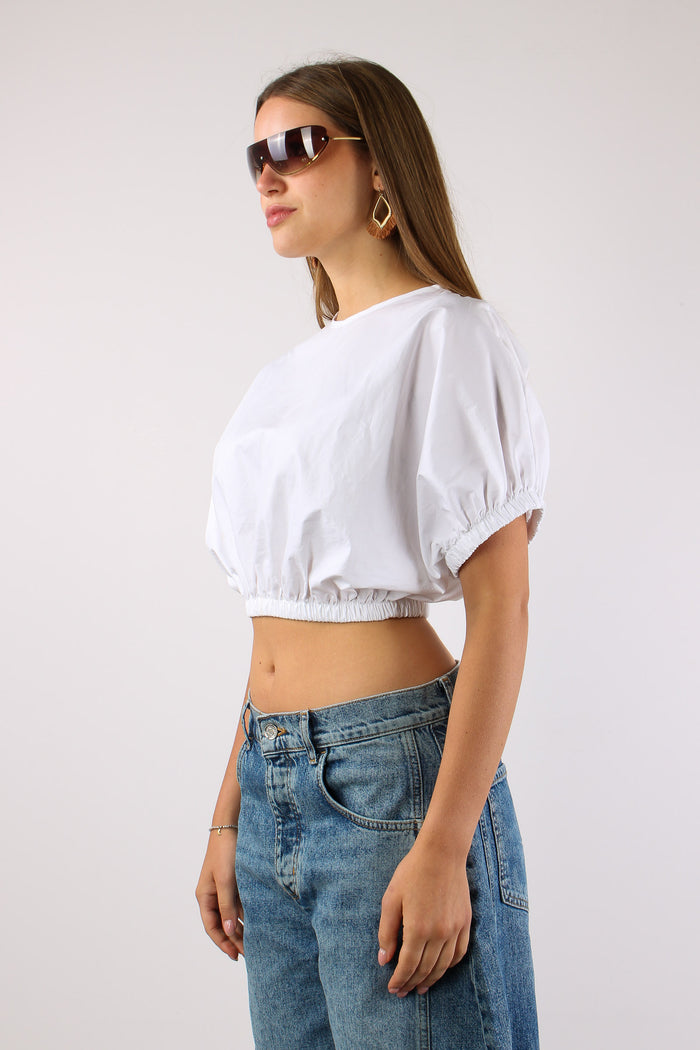 Camicia Cropped Elastico Bianco-3