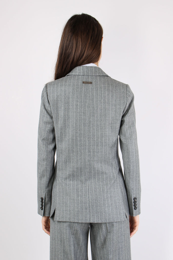 Giacca Lurex Gessata Grigio-4