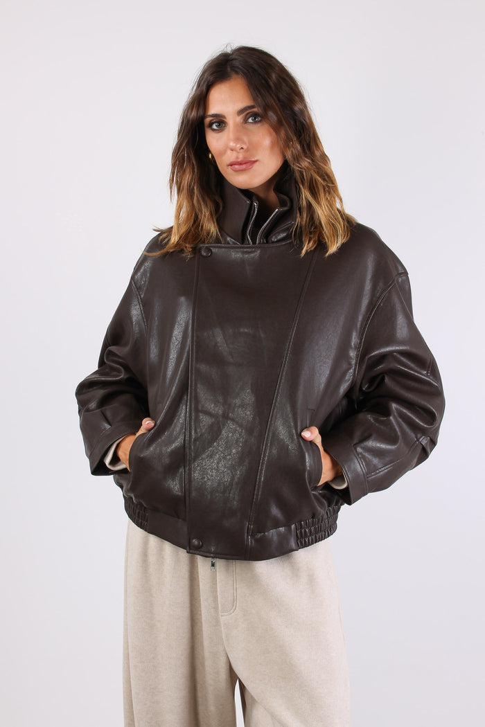 Bomber Ecopelle Doppia Chiusur Moro-2