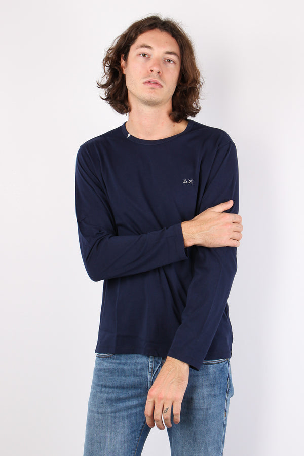 T-shirt Basica Manica Lunga Navy Blue-2