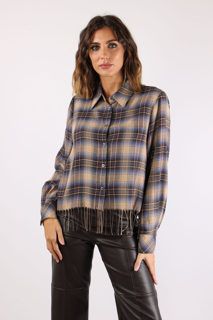 Camicia Scozzese Frange Beige/blu-2