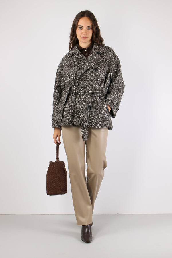 Mllsecolo Cappotto Boucle Spinato Testa Di Moro