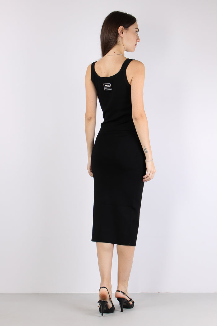 Abito Maglia Spacco Nero/burro-4