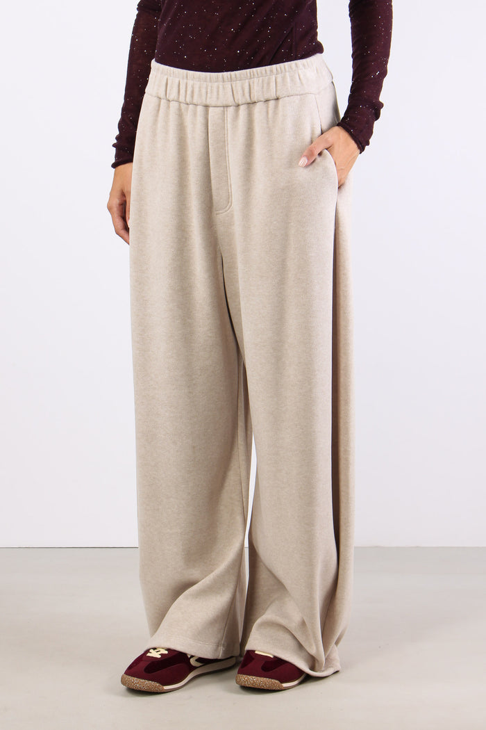Pantalone Felpa Palazzo Beige-4