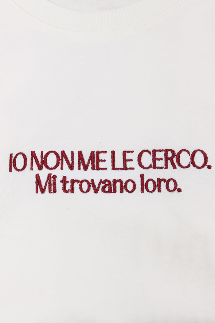 T-shirt Ricamo Io Non Me Le Ce Panna-7