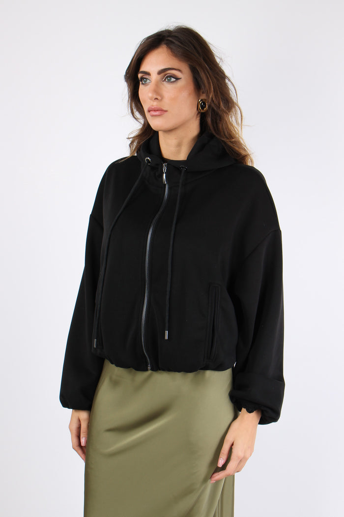 Felpa Modal Fodera Cappuccio Nero-3