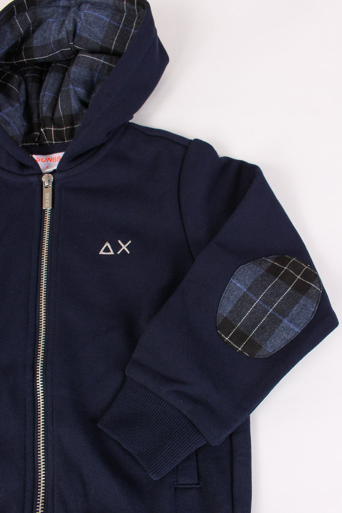 Felpa Full Zip Inserto Check Navy Blue-3