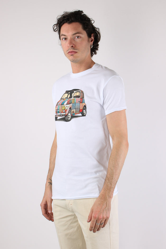 T-shirt Patch Fiat 500 Bianco-3