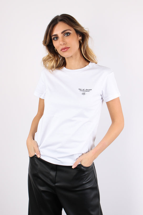 T-shirt Ricamo Non Mi Dovete Bianco