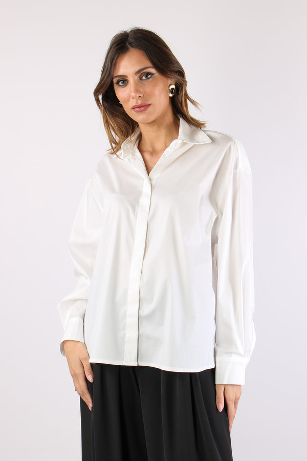 Camicia Bimateriale Bianco-2