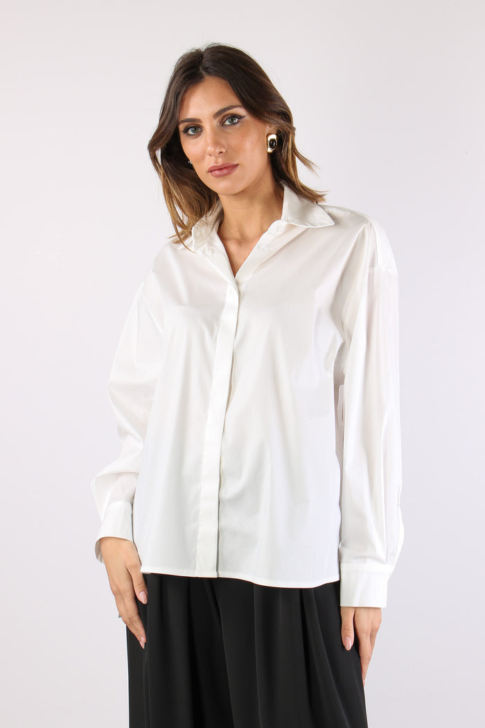 Camicia Bimateriale Bianco-2