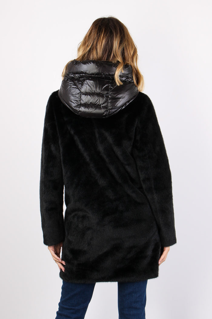 Cappotto Ecopelliccia Piuma Black-3