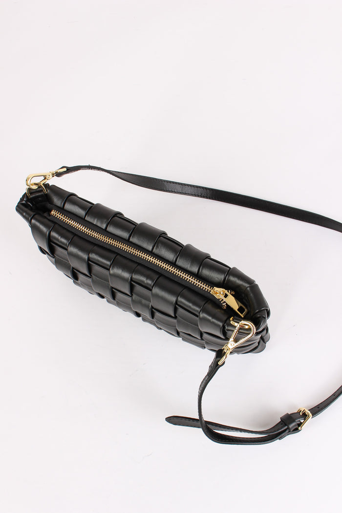 Pochette Intreccio Vera Pelle Nero-4