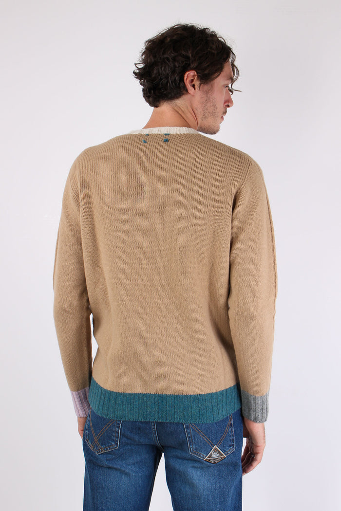 Maglia Girocollo Bordi Colori Ruggine-3