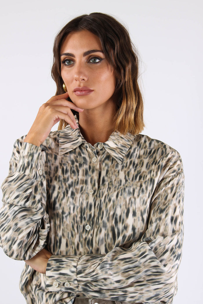 Camicia Viscosa Animalier Spotted Chine-7