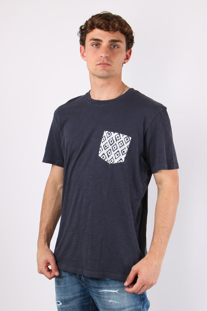 T-shirt Taschino Stampa Etnica Navy-4