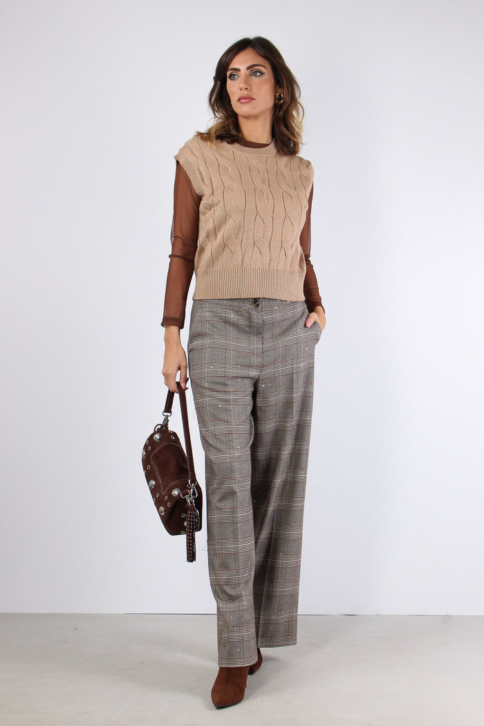 Maglia Girocollo Lurex Viscosa Cammello-3