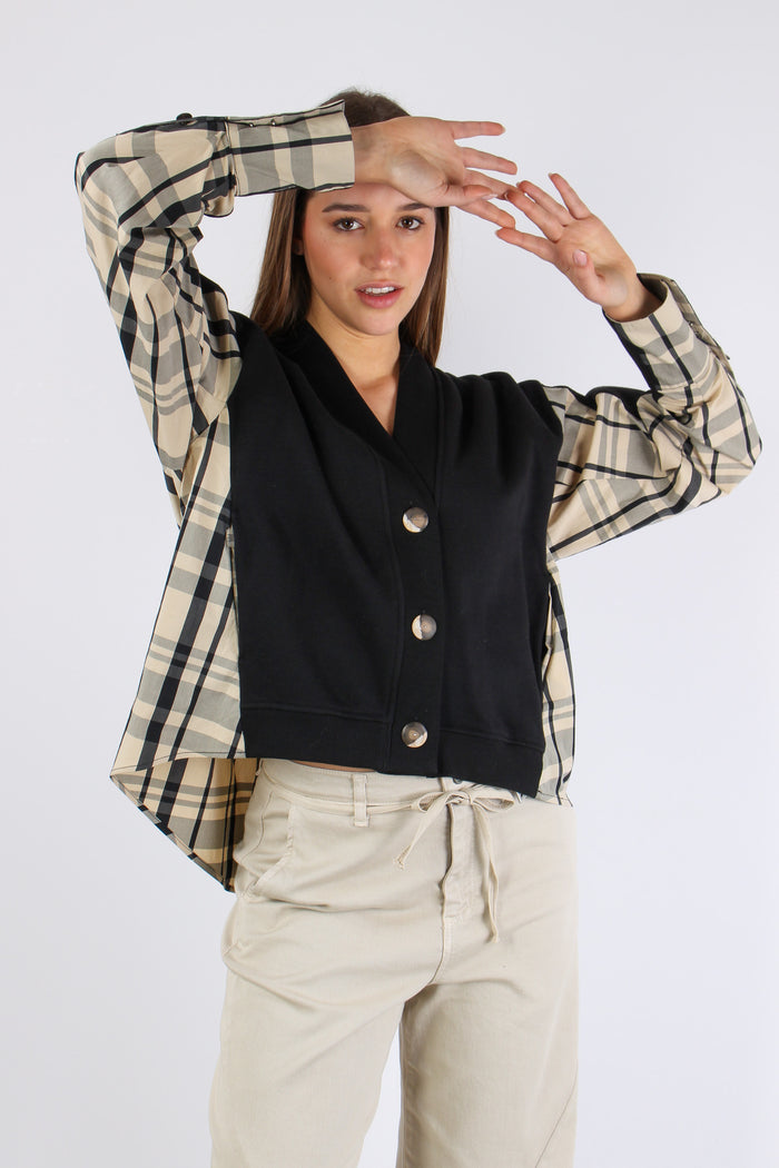Cardigan Inserto Check Black/vanilla-4