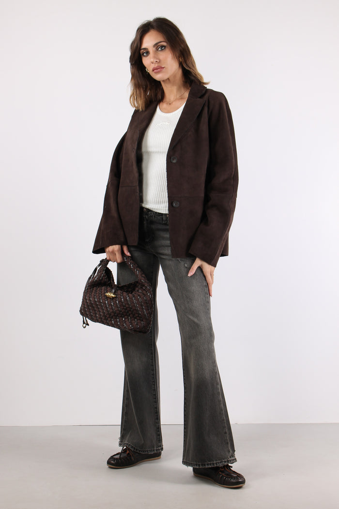 Giacca Monopetto Suede Dark Brown