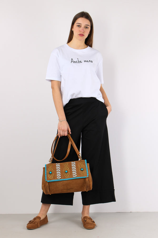 T-shirt Ricamo Anche Meno Bianco