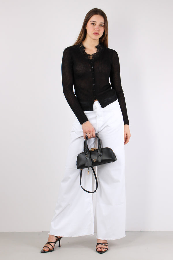 Ling Cardigan Inserto Pizzo Black