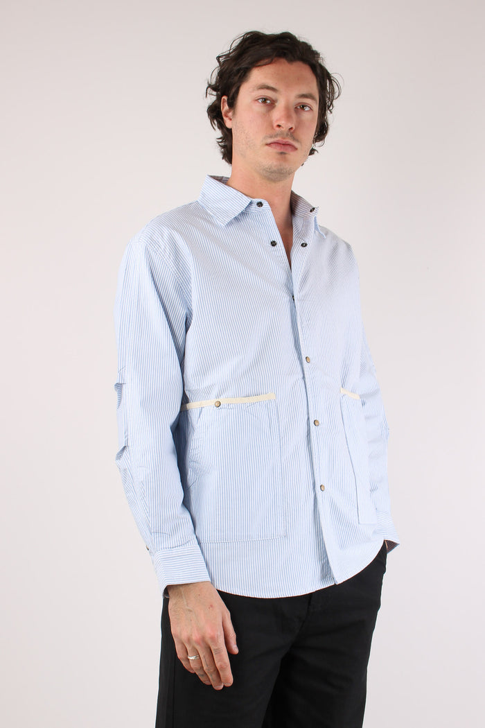 Giacca Camicia Riga Bianco/blu-6