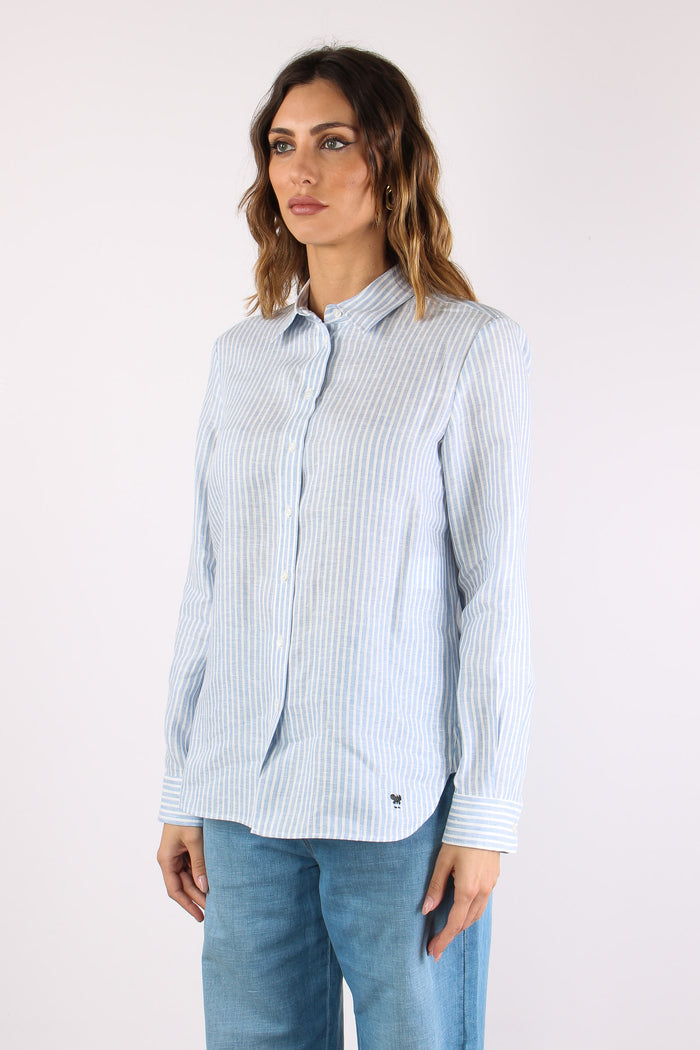 Giurato Camicia Lino Riga Off White-3