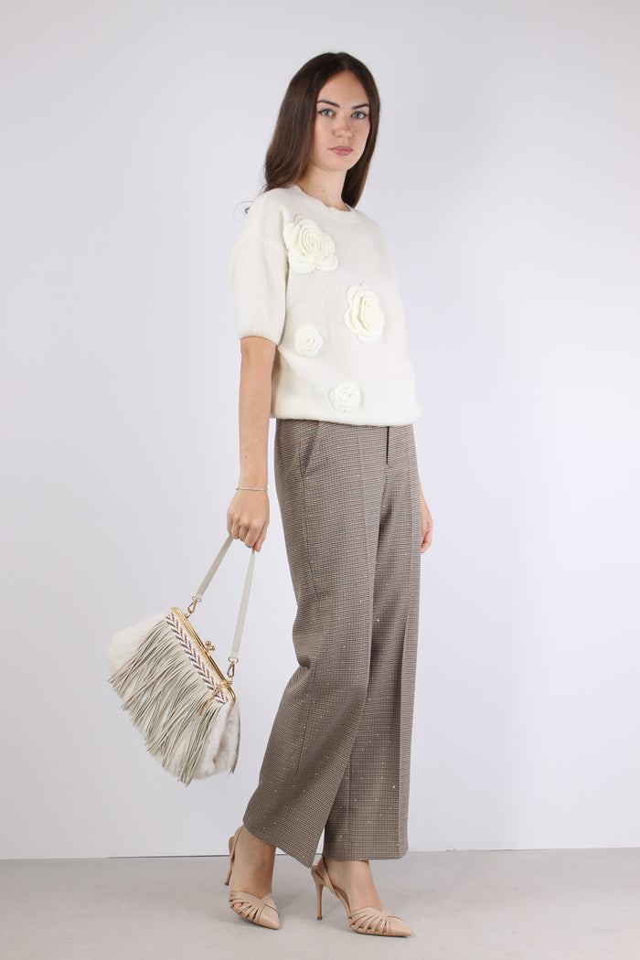 Maglia M/m Applicazione Rose Natural-7