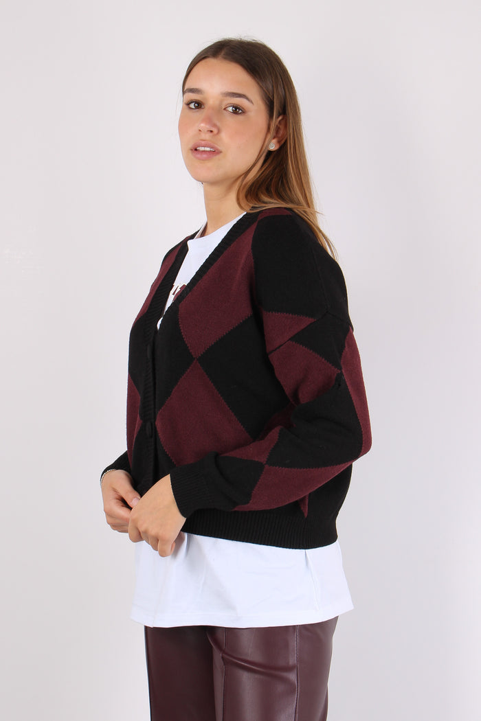 Cardigan Viscosa Rombi Vino/nero-4