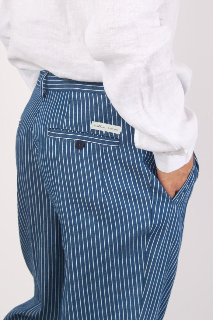 Company Pantalone Riga Blu/bianco-8