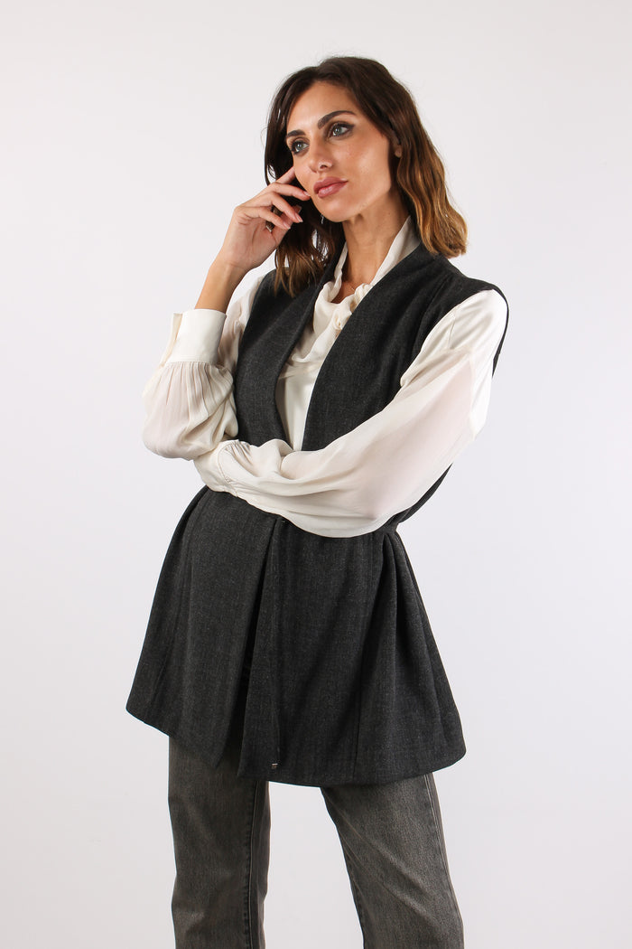Gilet Cinturato Grigio-3