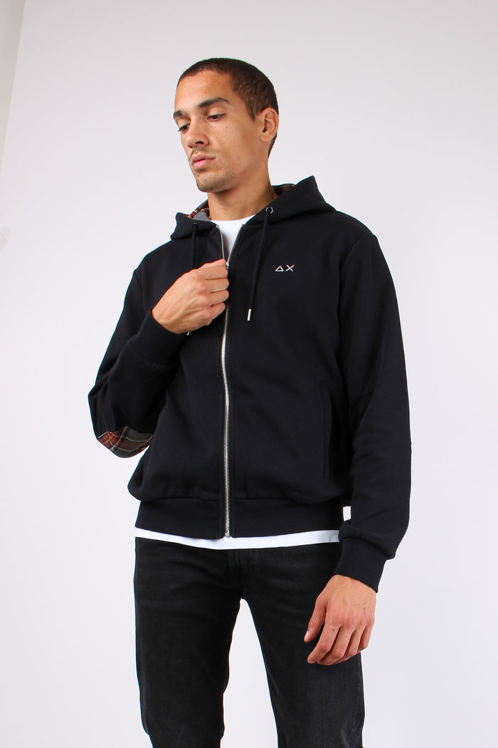 Felpa Zip Toppe Contrasto Nero-7