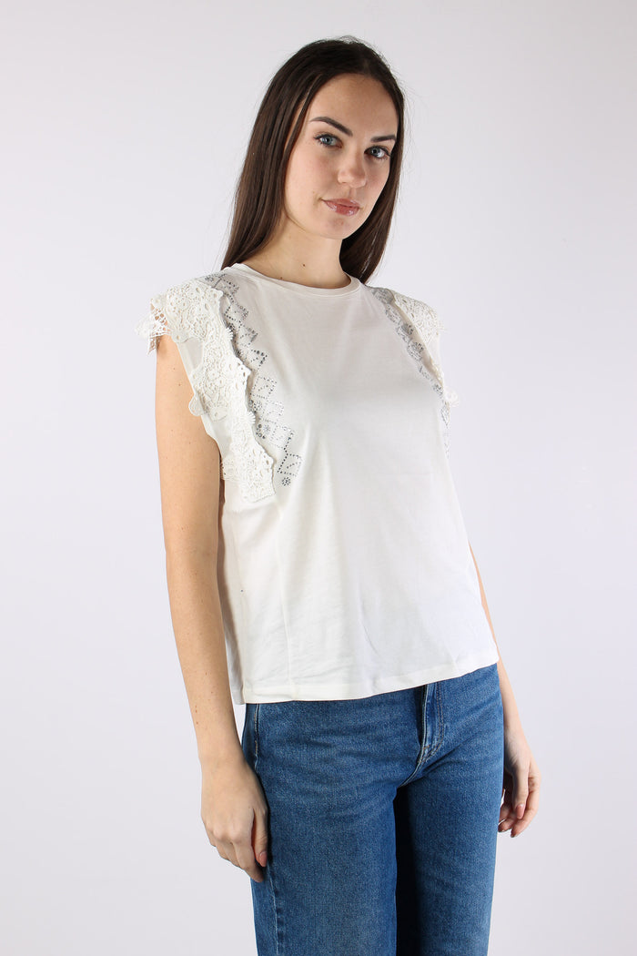 Canotta Inserto Macrame Bianco Lana-6