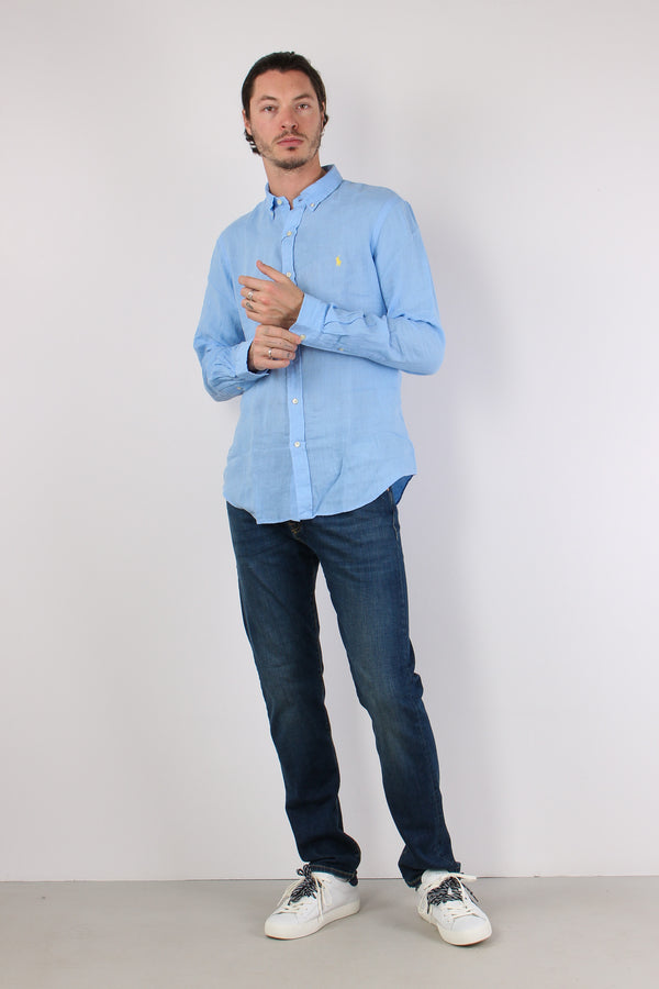 Camicia Lino Slim Fit Austin Blue-2