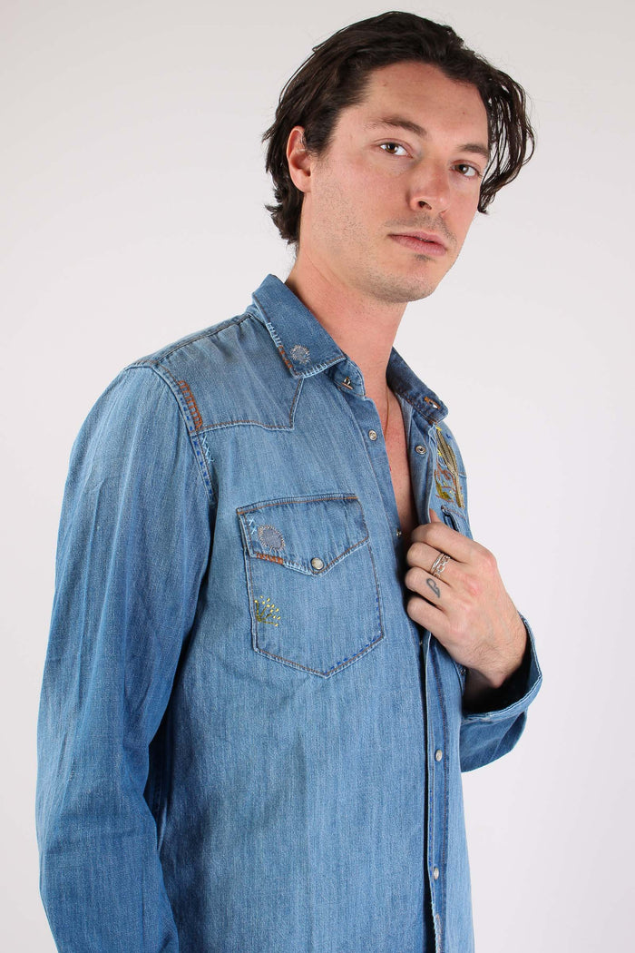 Camicia Denim Ricami Cactus Denim-8