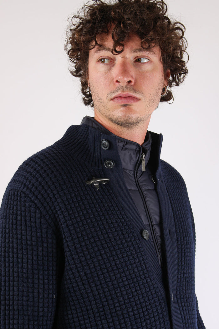 Cardigan Punto Nocciola Gancio Blu Navy-6