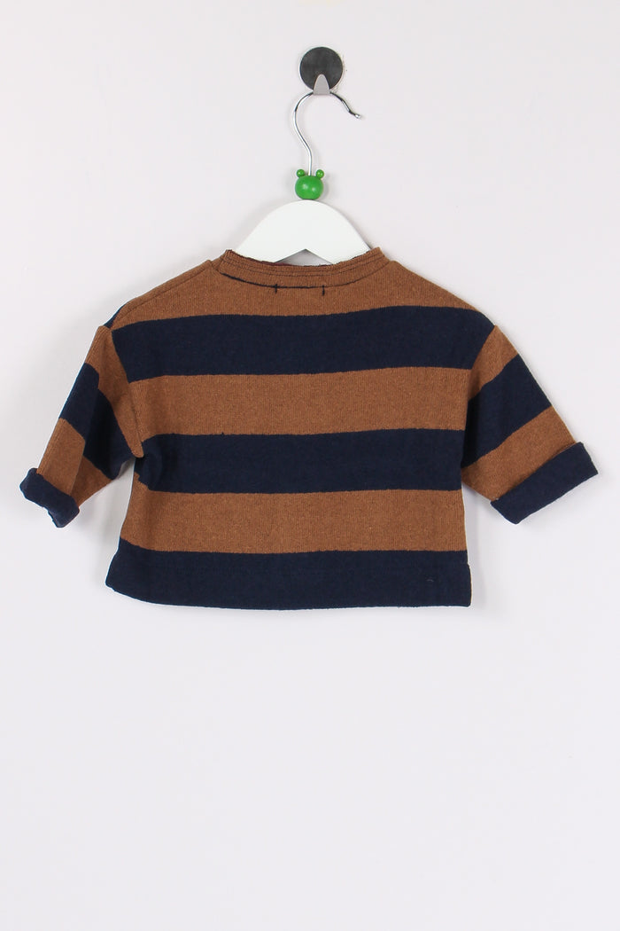 Maglia Riga Caldo Cotone Castagna/blu-2